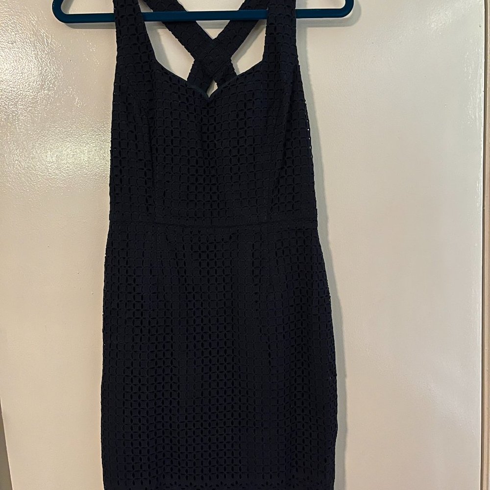 Brooks Brothers Navy Eyelet Sheath Dress